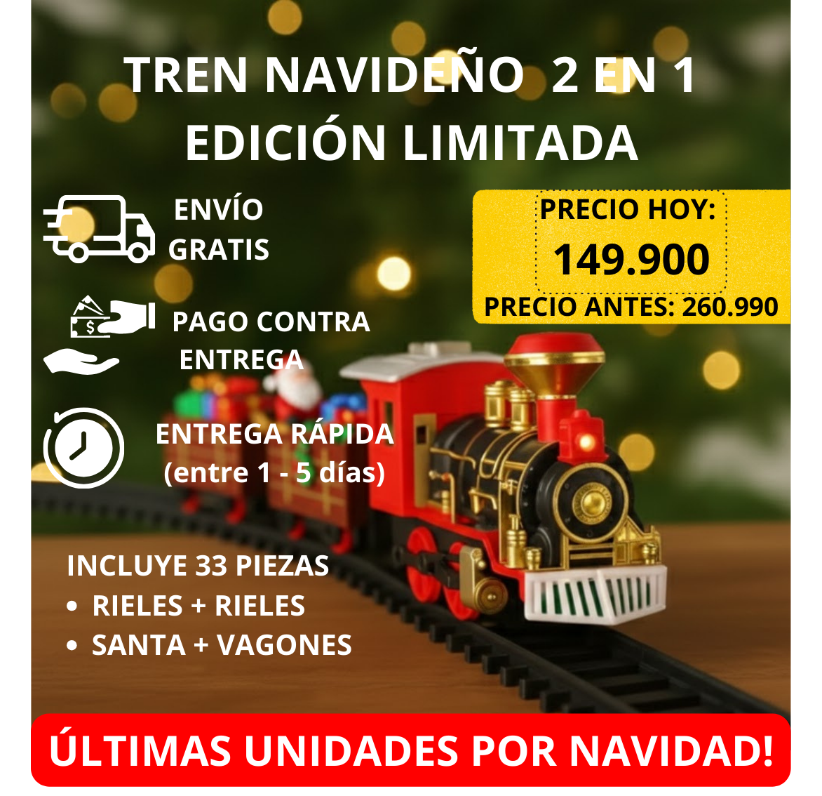 Tren Aéreo para Árbol de Navidad